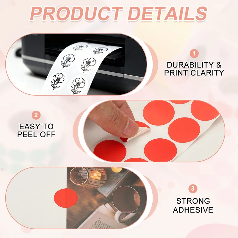 3000 Pcs 0.8 Inch Round Thermal Labels, White