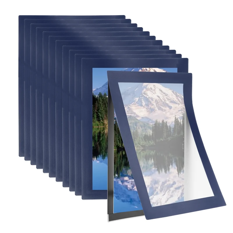 12Pcs 4 x 6 Inch Magnetic Sign Holder Self-Adhesive Border Wall Mount Dark Blue