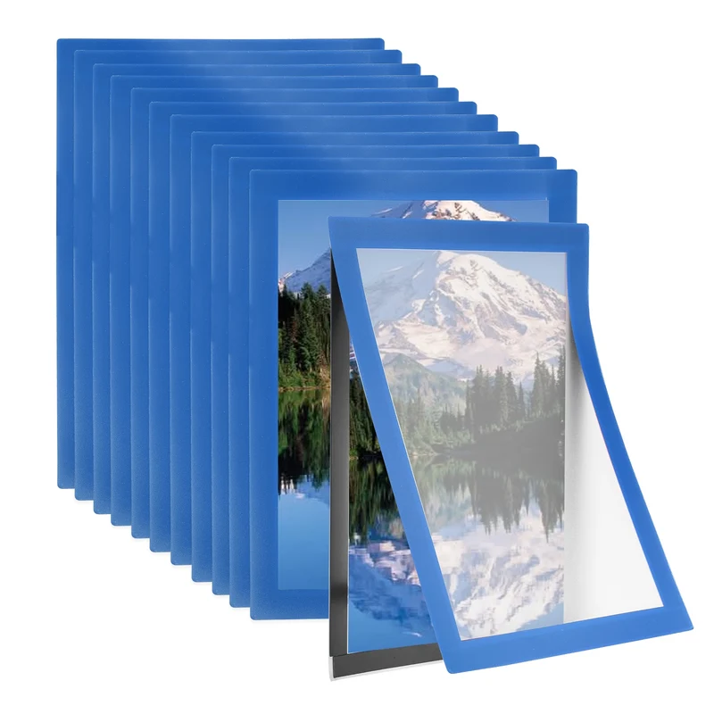 12Pcs 6 x 8 Inch Magnetic Sign Holder Self-Adhesive Border Wall Mount Sky Blue
