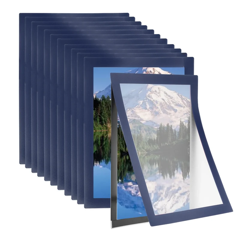 12Pcs 6 x 8 Inch Magnetic Sign Holder Self-Adhesive Border Wall Mount Dark Blue