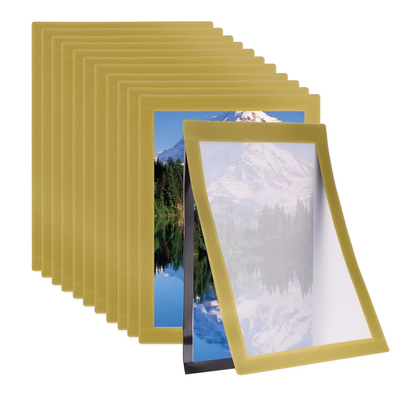 12Pcs 6 x 8 Inch Magnetic Sign Holder Self-Adhesive Border Wall Mount Gold