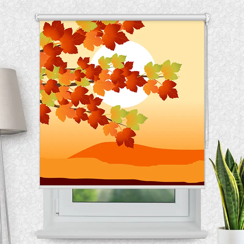 Klemmfix Rollo "Herbstblaetter Grafik" | Motiv-Klemmrollo