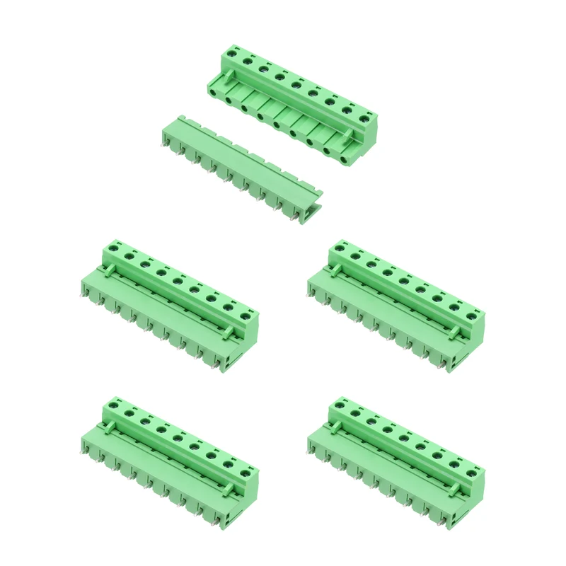 5Sets 9Pin 7.62mm Pitch Screw Terminal Block Connector, Open‑end Straight Pin