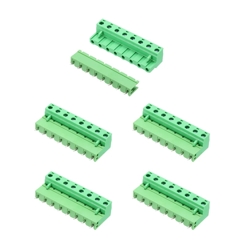 5Sets 8Pin 7.62mm Pitch Screw Terminal Block Connector, Open‑end Straight Pin