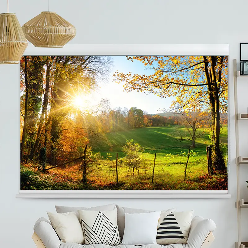 Kassettenrollo Motiv "Herbstlandschlaft" | bis B 420 x H 420 cm