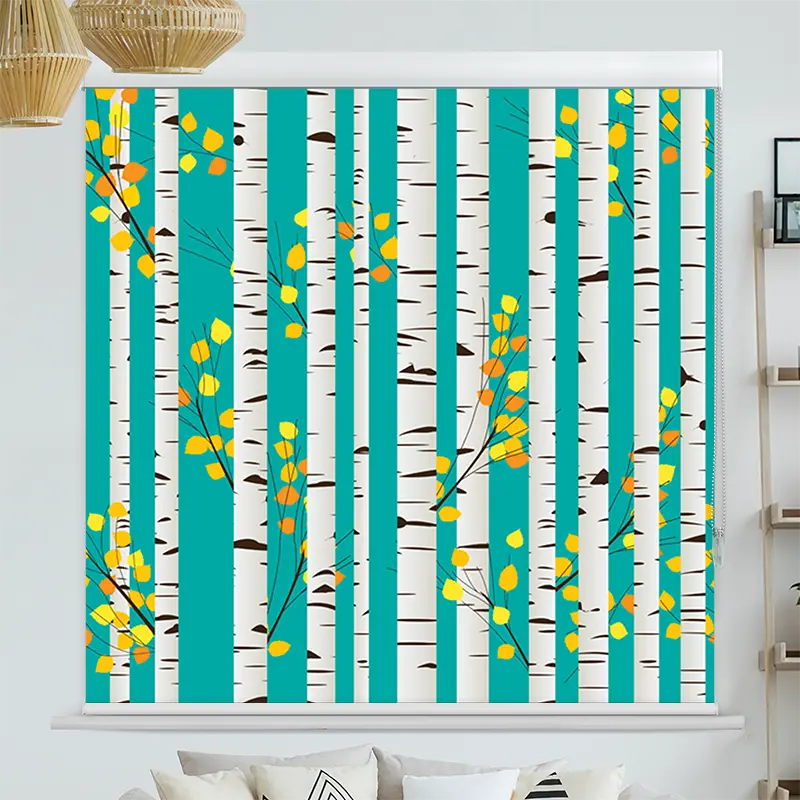 Kassettenrollo Motiv "Birken Im Herbst" | bis B 420 x H 420 cm