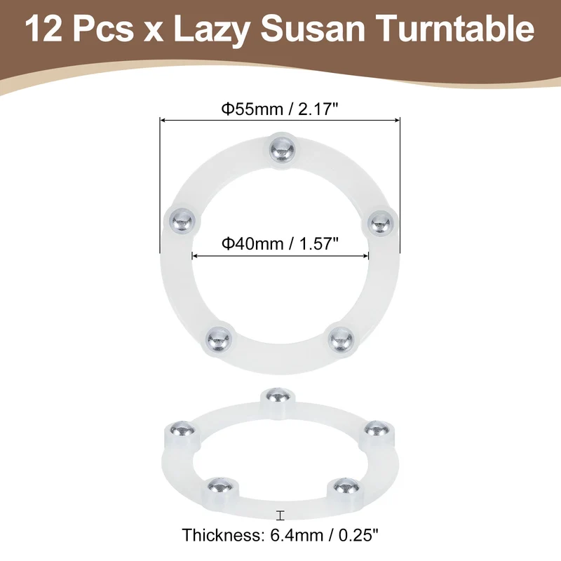12Pcs 2 Inch Rotating Swivel Stand with Steel Ball Bearings, White, 5 Balls