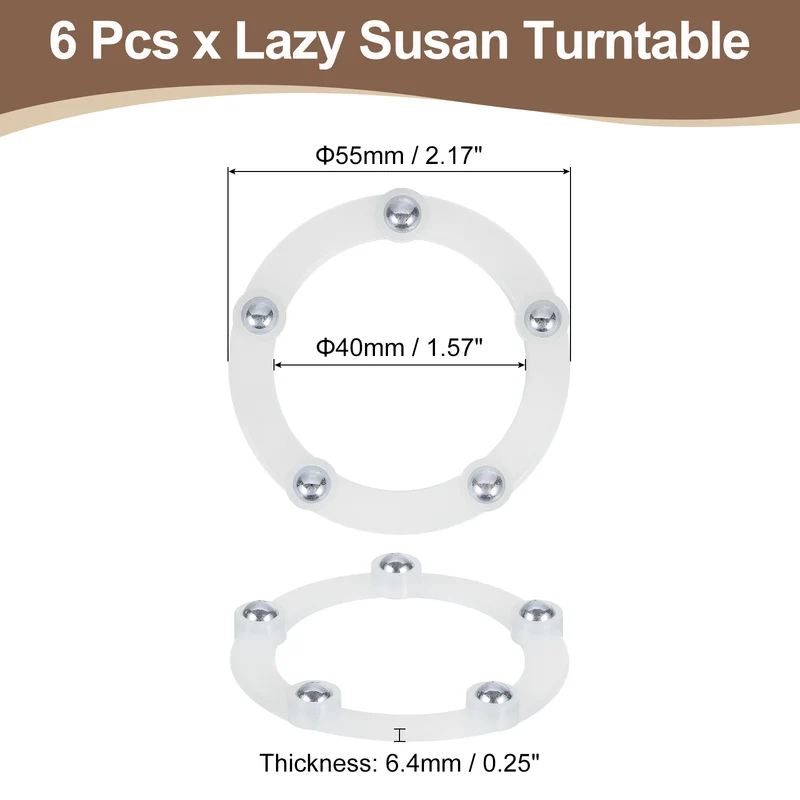 6Pcs 2 Inch Rotating Swivel Stand with Steel Ball Bearings, White, 5 Balls