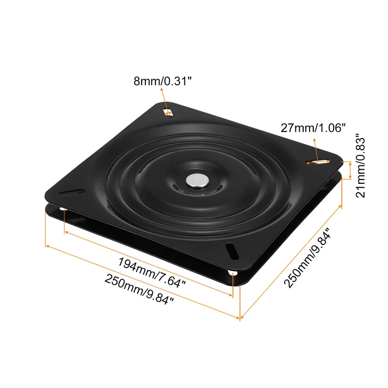 Bar Stools Swivel Plate, 1Pcs 10 Inch Square Bar Stool Seat Replacement (Black)