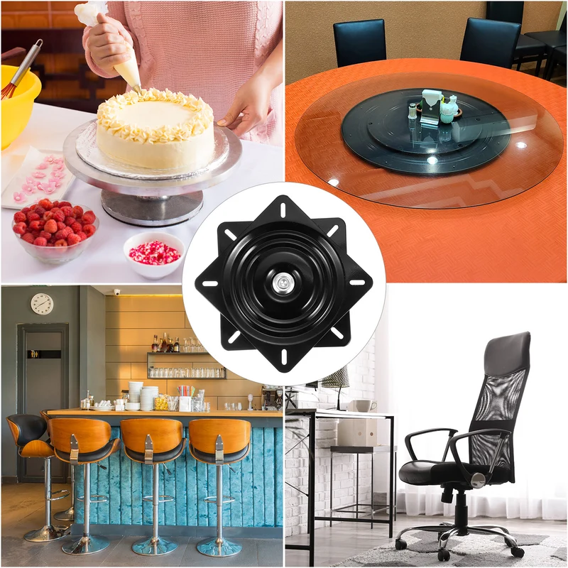Bar Stools Swivel Plate, 1Pcs 10 Inch Square Bar Stool Seat Replacement (Black)