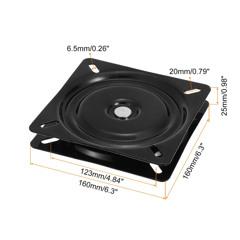 Bar Stools Swivel Plate, 1Pcs 6 Inch Square Bar Stools Seat Replacement (Black)