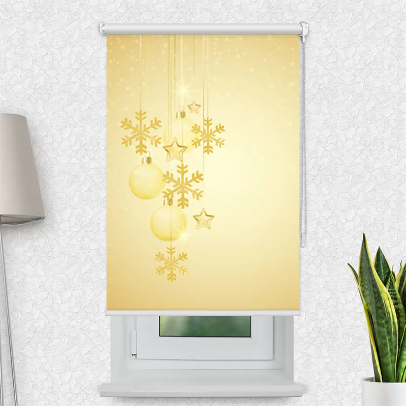 Klemmfix Rollo "Weihnachtsschmuck Gold" | Motiv-Klemmrollo