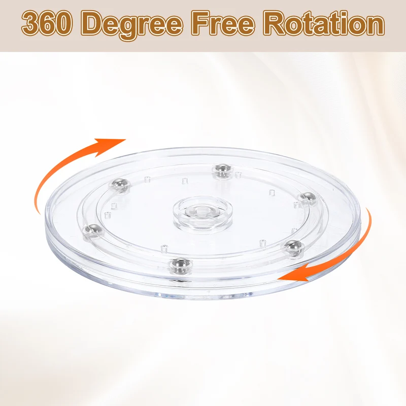 3Pack Acrylic Lazy Susan Turntable, 6" Ball Bearing Rotating Tray, Clear