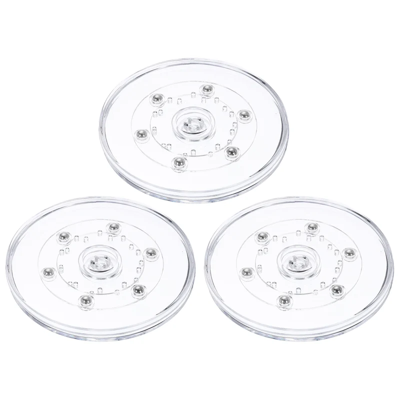 3Pack Acrylic Lazy Susan Turntable, 5" Ball Bearing Rotating Tray, Clear