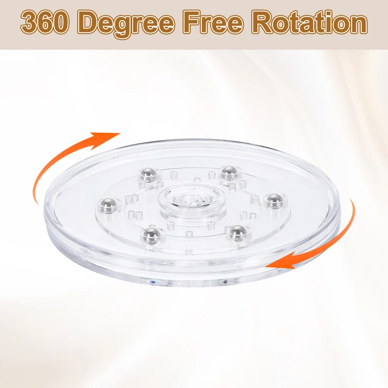3Pack Acrylic Lazy Susan Turntable, 5" Ball Bearing Rotating Tray, Clear