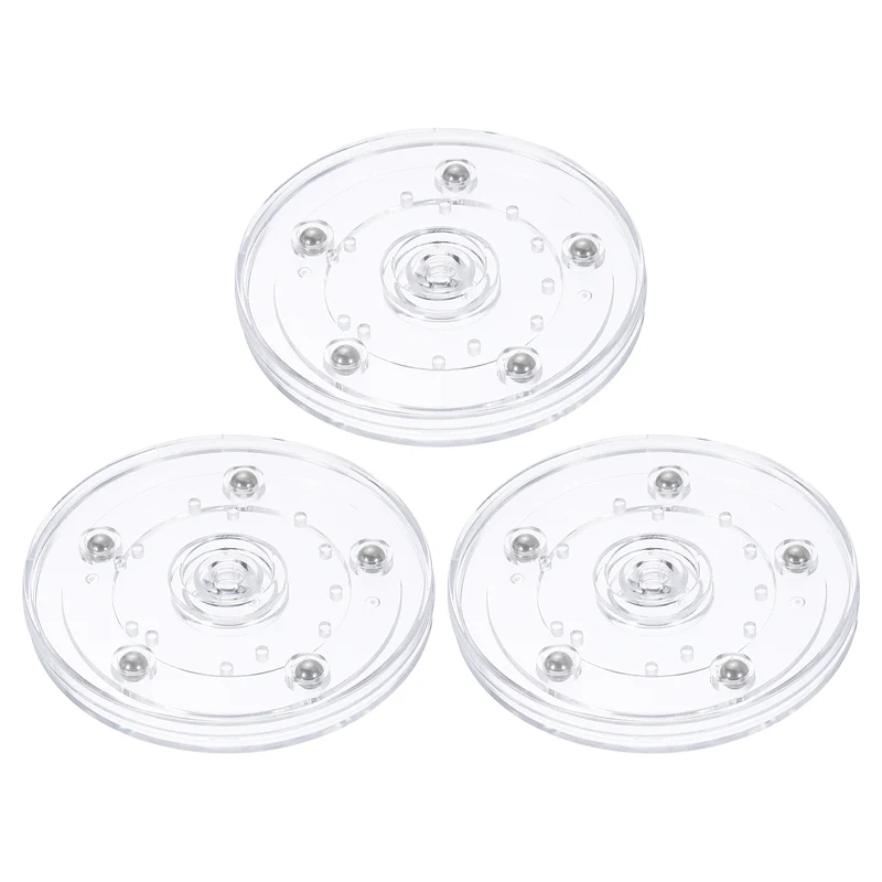 3Pack Acrylic Lazy Susan Turntable, 4" Ball Bearing Rotating Tray, Clear