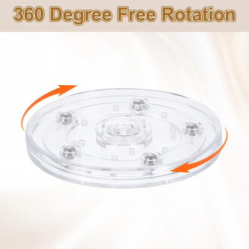 3Pack Acrylic Lazy Susan Turntable, 4" Ball Bearing Rotating Tray, Clear