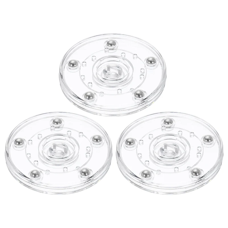 3Pack Acrylic Lazy Susan Turntable, 3" Ball Bearing Rotating Tray, Clear