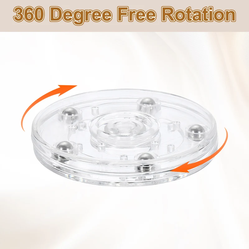 3Pack Acrylic Lazy Susan Turntable, 3" Ball Bearing Rotating Tray, Clear