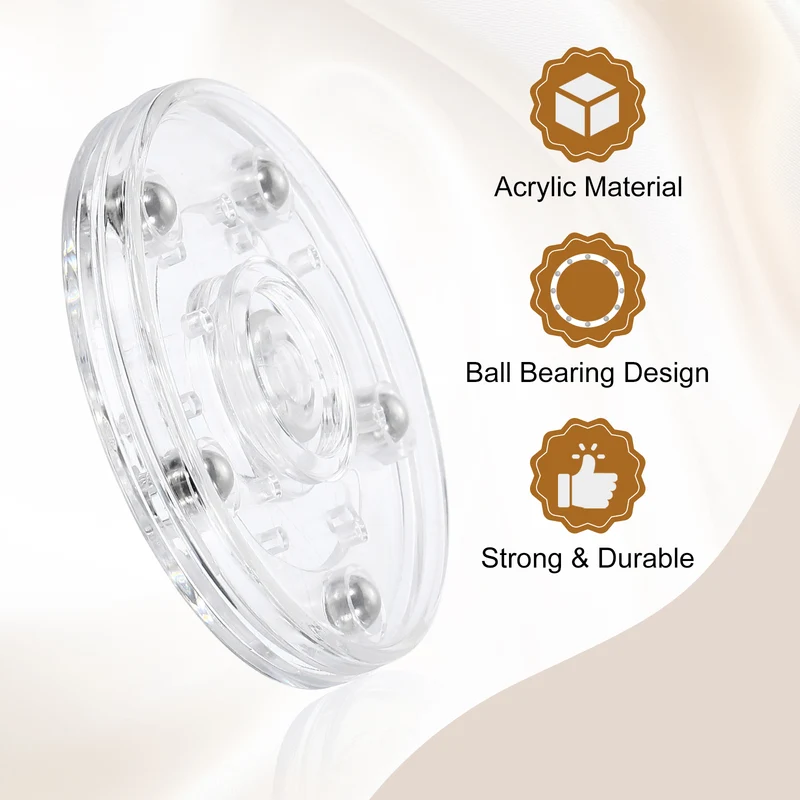 3Pack Acrylic Lazy Susan Turntable, 3" Ball Bearing Rotating Tray, Clear