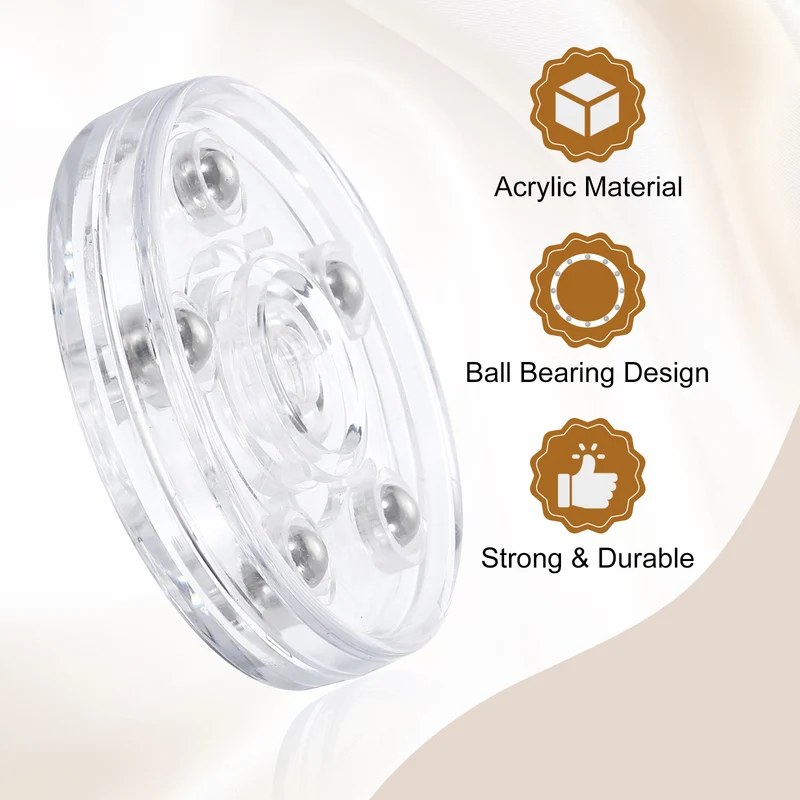 3Pack Acrylic Lazy Susan Turntable, 2.5" Ball Bearing Rotating Tray, Clear