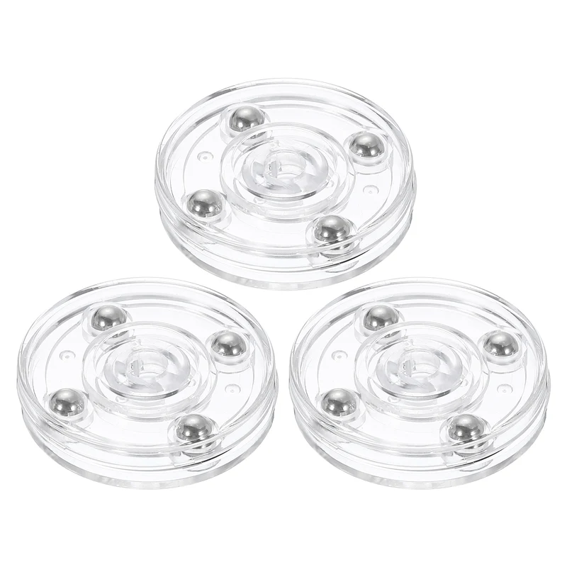 3Pack Acrylic Lazy Susan Turntable, 2" Ball Bearing Rotating Tray, Clear