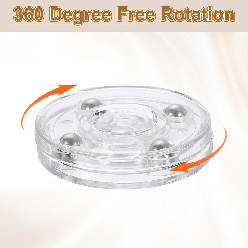 3Pack Acrylic Lazy Susan Turntable, 2" Ball Bearing Rotating Tray, Clear
