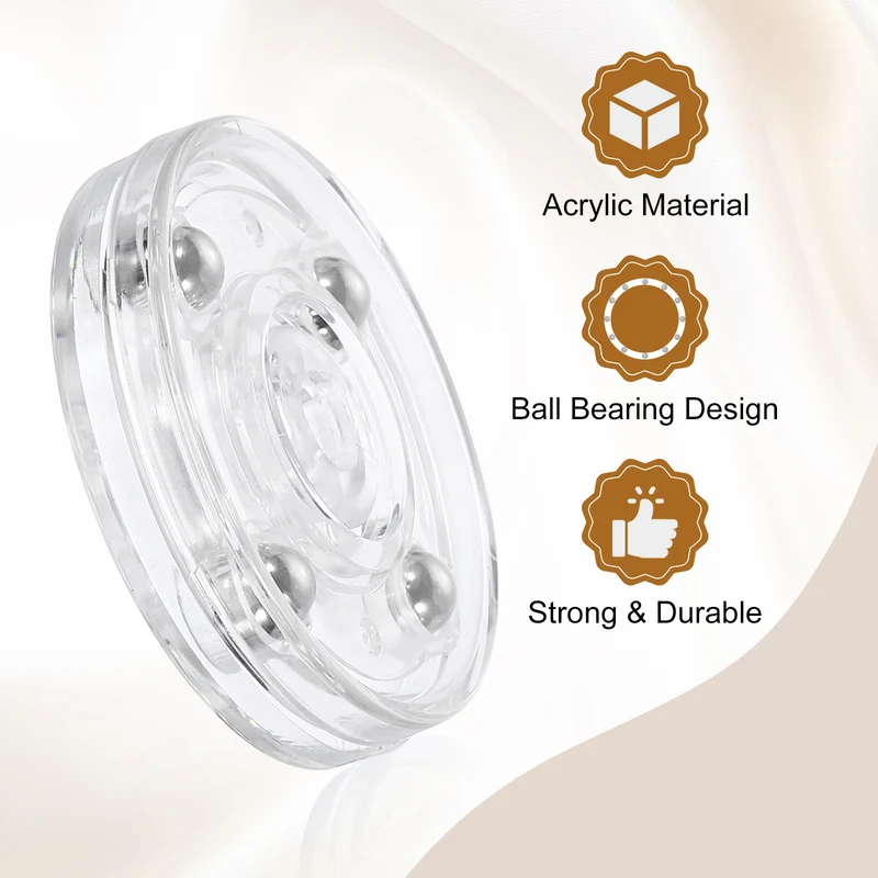 3Pack Acrylic Lazy Susan Turntable, 2" Ball Bearing Rotating Tray, Clear