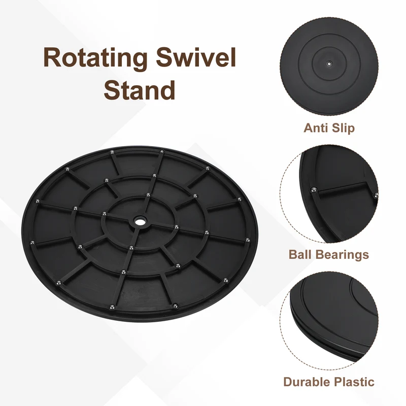 16inch Rotating Swivel Stand with Steel Ball Bearings for TV, Black