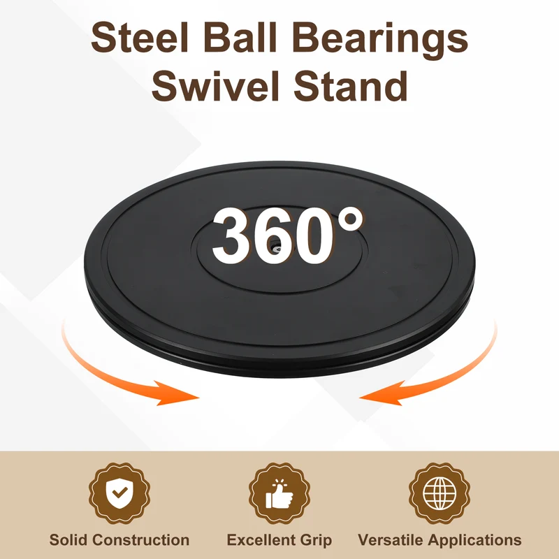 2Pcs 12inch Rotating Swivel Stand with Steel Ball Bearings for TV, Black