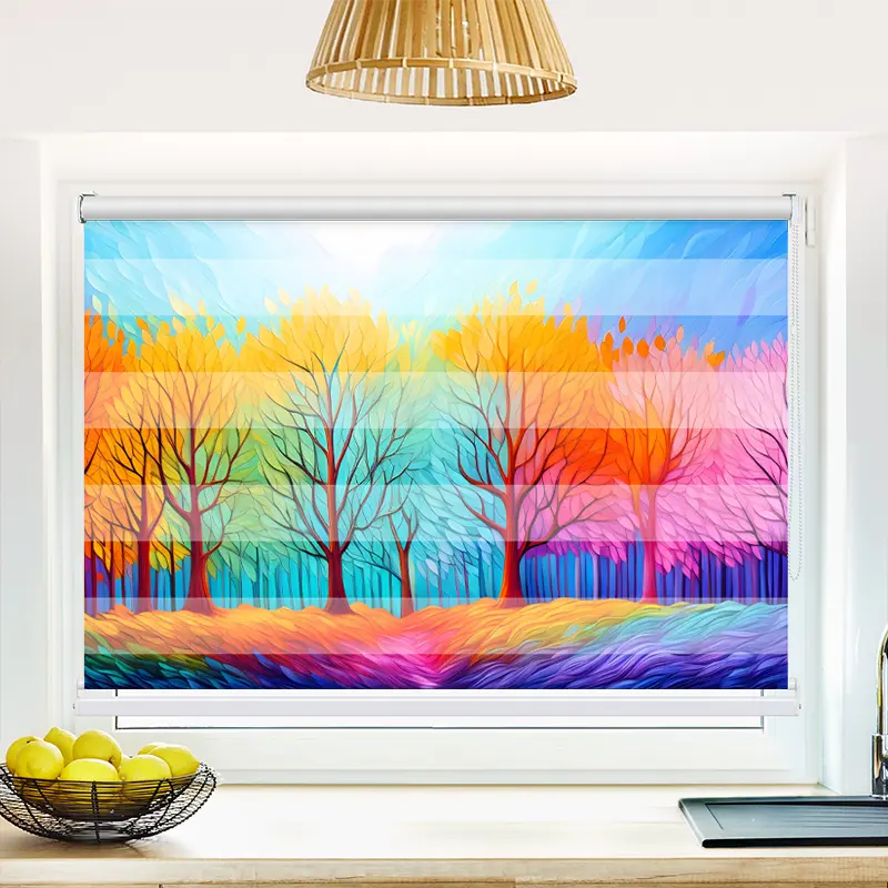 Klemmfix Doppelrollo 'Herbstwald Kunst' | Klemm Doppelrollo