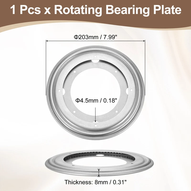 8 Inch Rotating Bearing Plate, Round Swivel Plate Stand, Silver