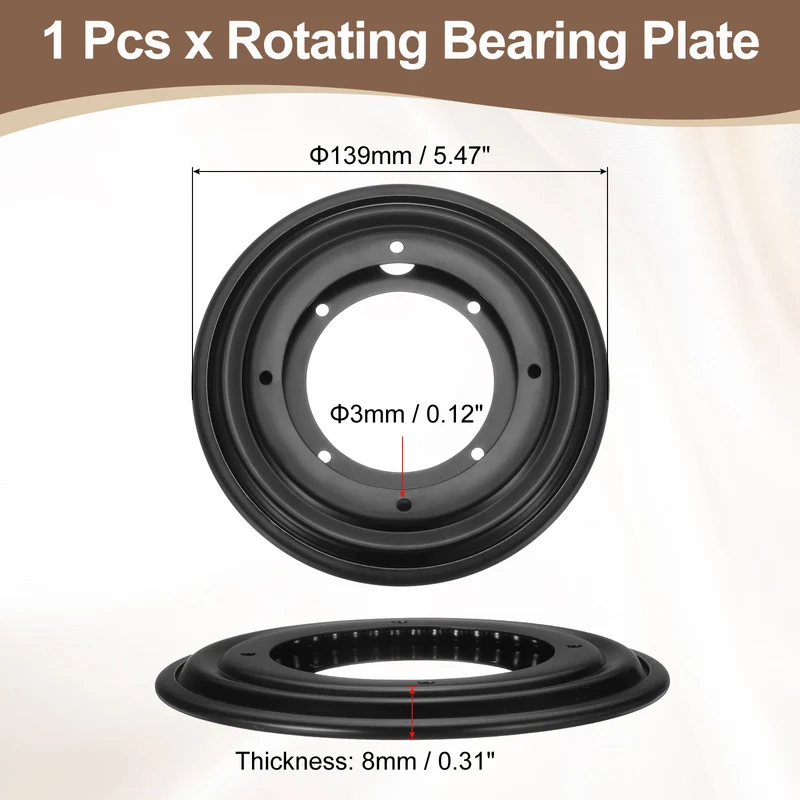 5.5 Inch Rotating Bearing Plate, Round Swivel Plate Stand, Black
