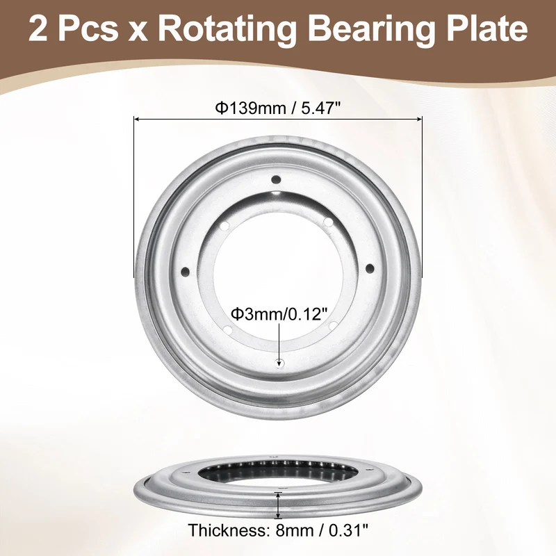 2Pcs 5.5 Inch Rotating Bearing Plate, Round Swivel Plate Stand, Silver