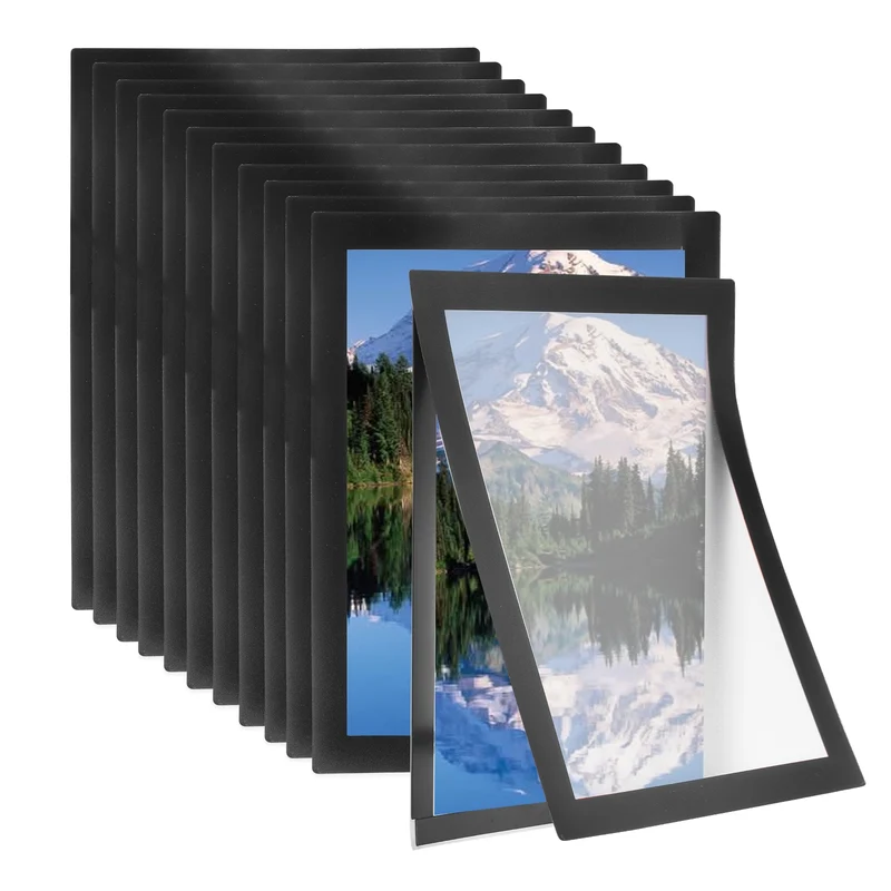 12Pcs 6 x 8 Inch Magnetic Sign Holder Self-Adhesive Border Wall Mount Black