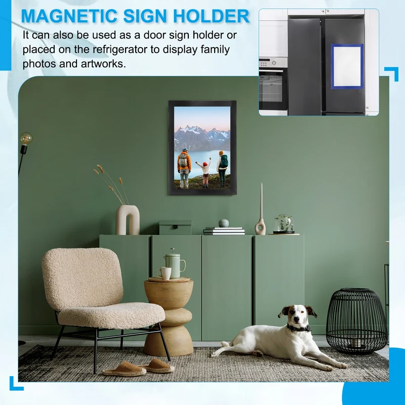 12Pcs 6 x 8 Inch Magnetic Sign Holder Self-Adhesive Border Wall Mount Black