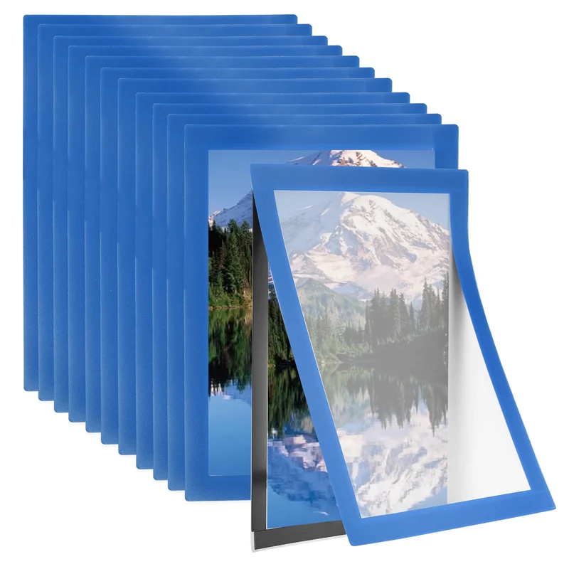 12Pcs 8.5x 11Inch Magnetic Sign Holder Self-Adhesive Border Wall Mount Sky Blue