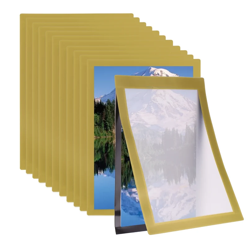 12Pcs 8.5 x 11 Inch Magnetic Sign Holder Self-Adhesive Border Wall Mount Gold