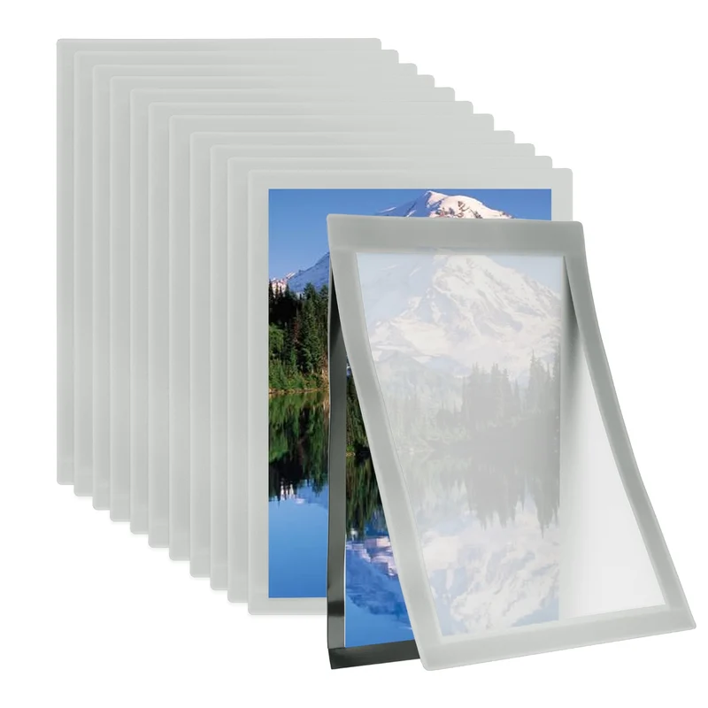 12Pcs 8.5 x 11 Inch Magnetic Sign Holder Self-Adhesive Border Wall Mount Silver