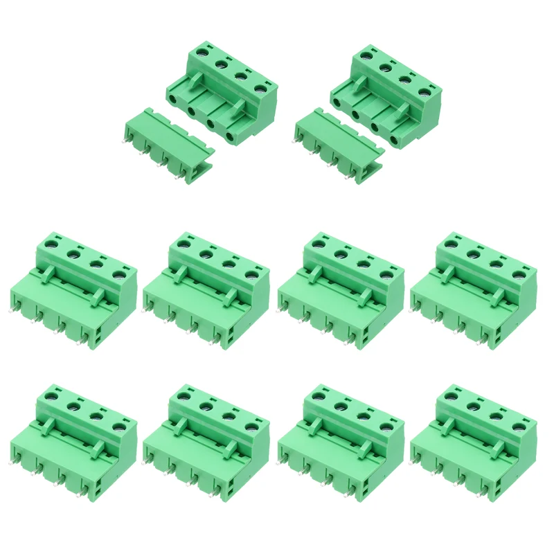 10Sets 4Pin 7.62mm Pitch Screw Terminal Block Connector, Open‑end Straight Pin