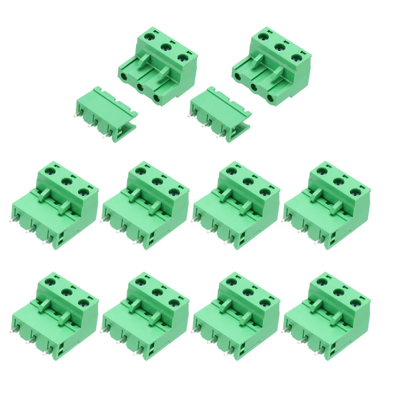 10Sets 3Pin 7.62mm Pitch Screw Terminal Block Connector, Open‑end Straight Pin