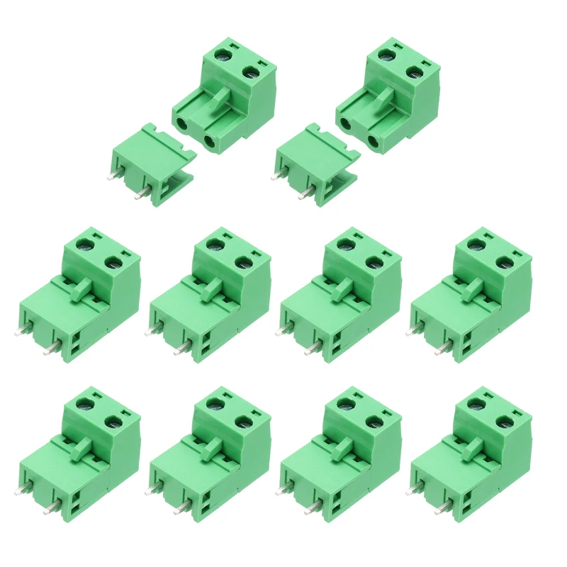 10Sets 2Pin 7.62mm Pitch Screw Terminal Block Connector, Open‑end Straight Pin