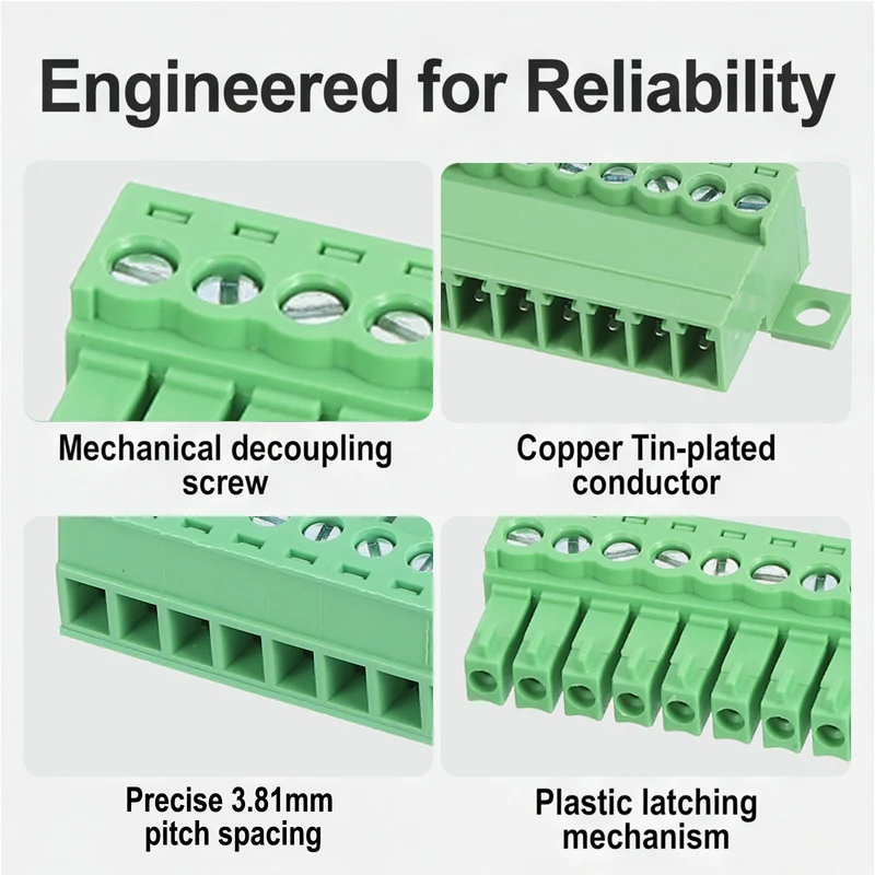 2Sets 18Pin 3.81mm Pitch Screw Terminal Block Connector Pluggable 300V 8A Green