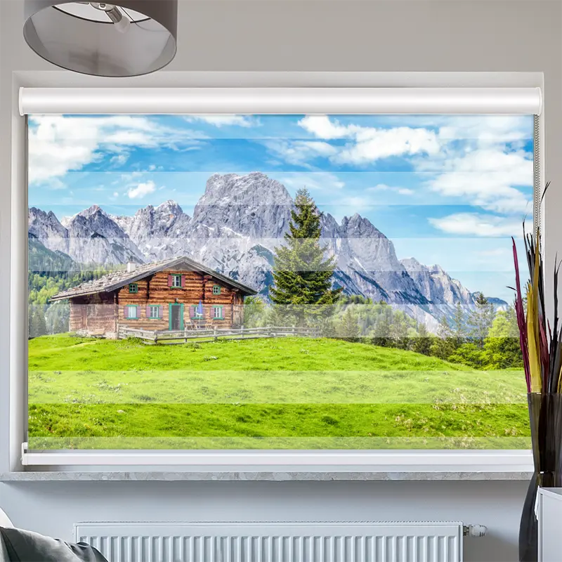 Doppelrollo mit Kassette "Berghütte in den Alpen"