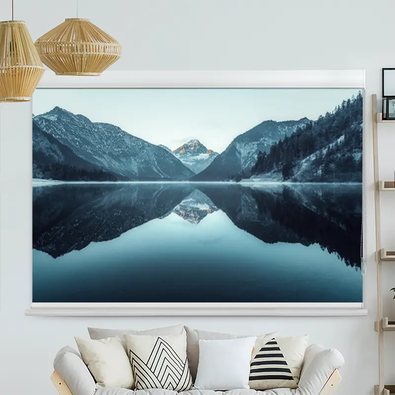Kassettenrollo Motiv "Plansee Alpen" | bis B 420 x H 420 cm