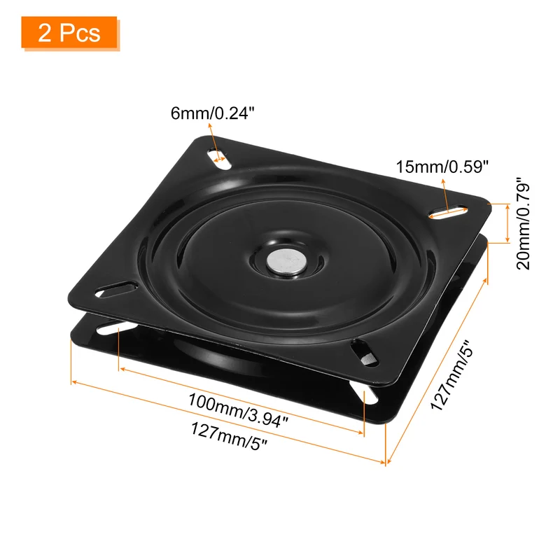 Bar Stools Swivel Plate, 2Pcs 5 Inch - Square Bar Stool Seat Replacement (Black)