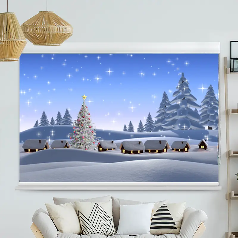 Kassettenrollo Motiv "Schneelandschaft" | bis B 420 x H 420 cm