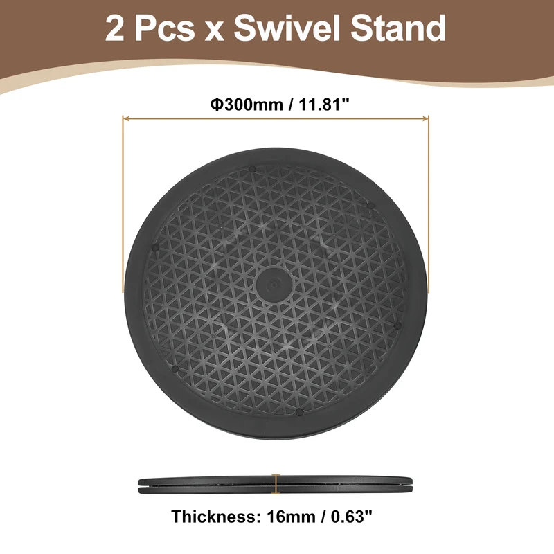 2Pcs 12inch Rotating Swivel Stand with Steel Ball Bearings Rotating Plate, Black