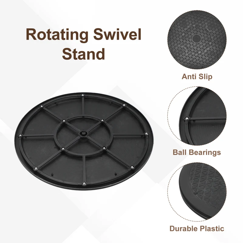 2Pcs 12inch Rotating Swivel Stand with Steel Ball Bearings Rotating Plate, Black