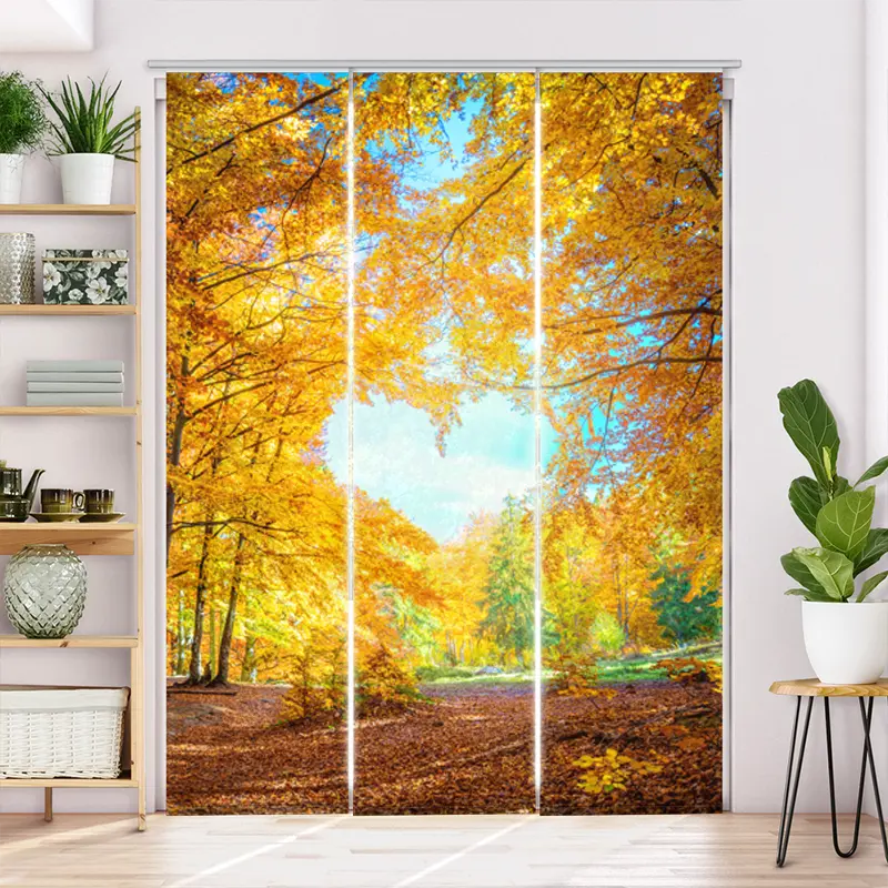 Schiebegardine Motiv "Herbstwald Mit Herz"